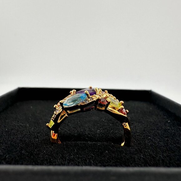 Colorful Gemstone Bouquet Ring in Sterling Silver with 14kt Gold Overlay - Picture 12 of 16